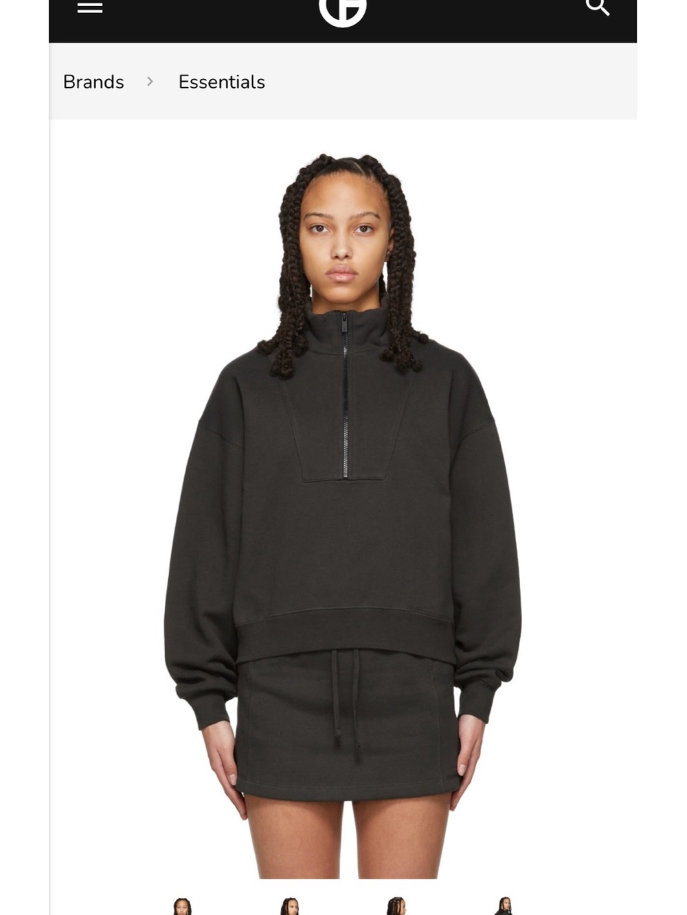 Essentials fear of god Black 1/2 Zip fleece Pullover Sweatshirt size S